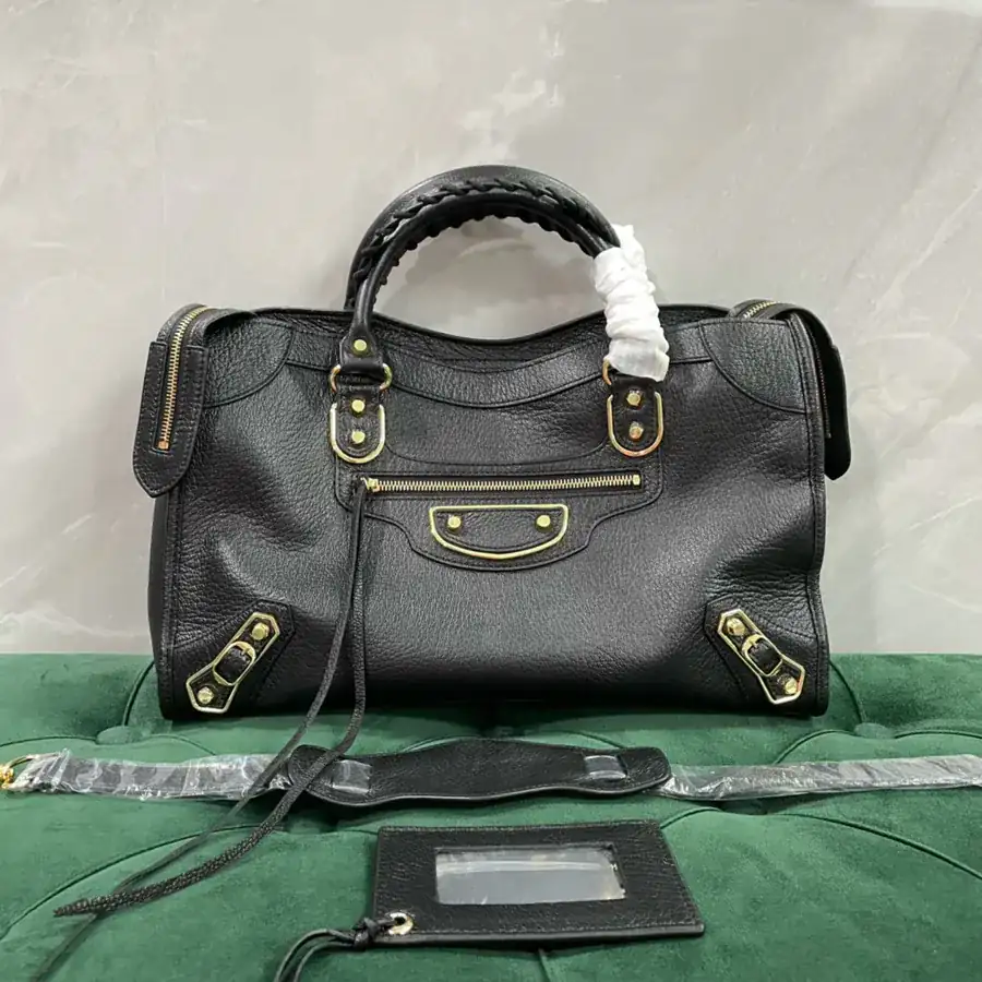 Paris Home Classic Motorcycle Bag with Gold Trim and Tassels