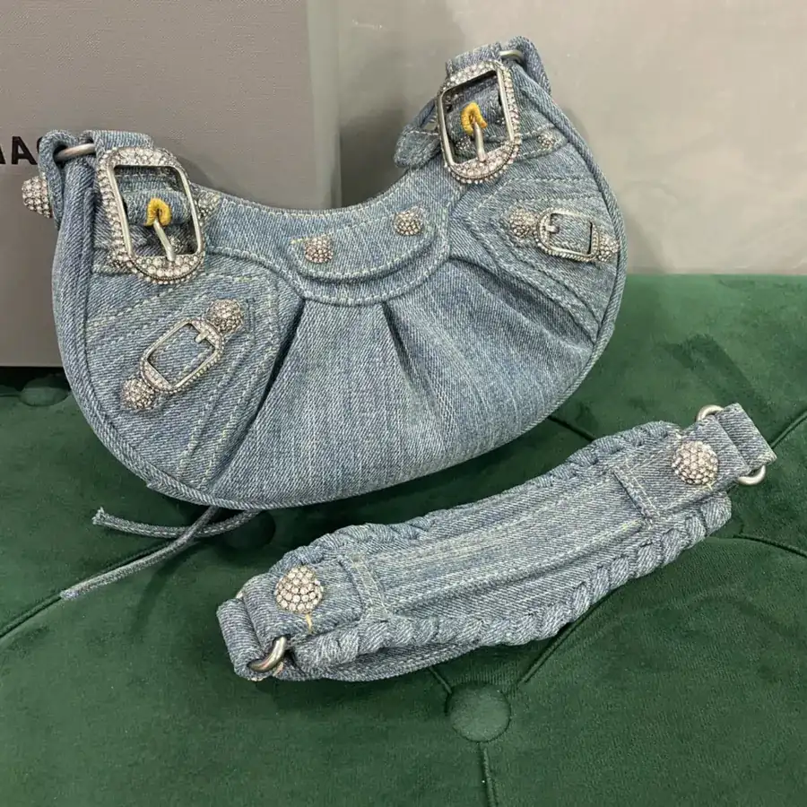 Paris Home Statement Denim Stud Underarm Bag 26cm