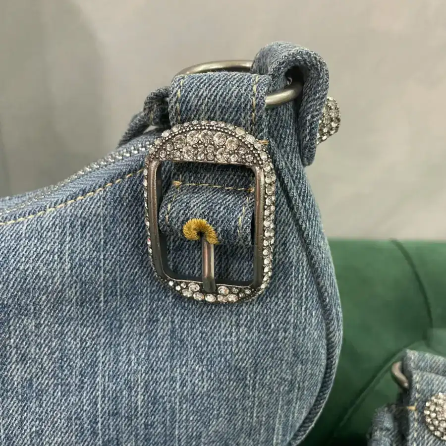 Paris Home Statement Denim Stud Underarm Bag 26cm