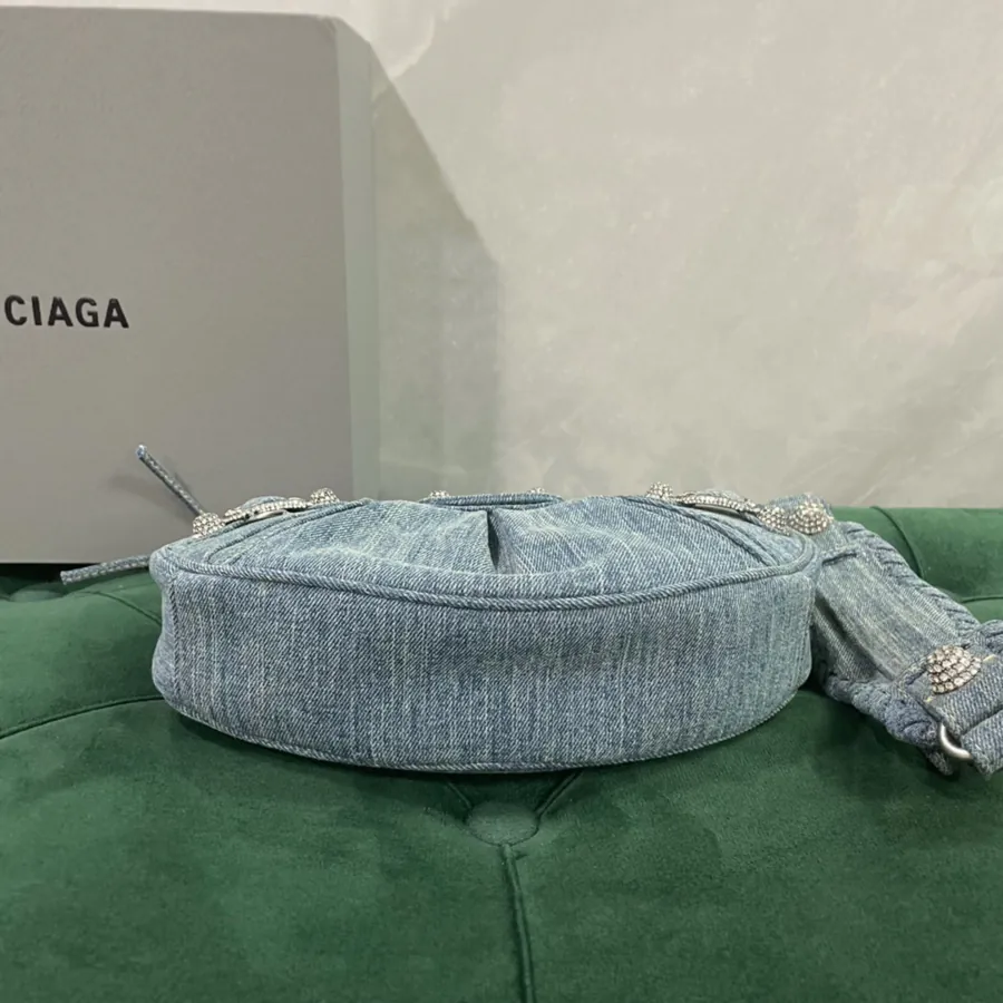 Paris Home Statement Denim Stud Underarm Bag 26cm