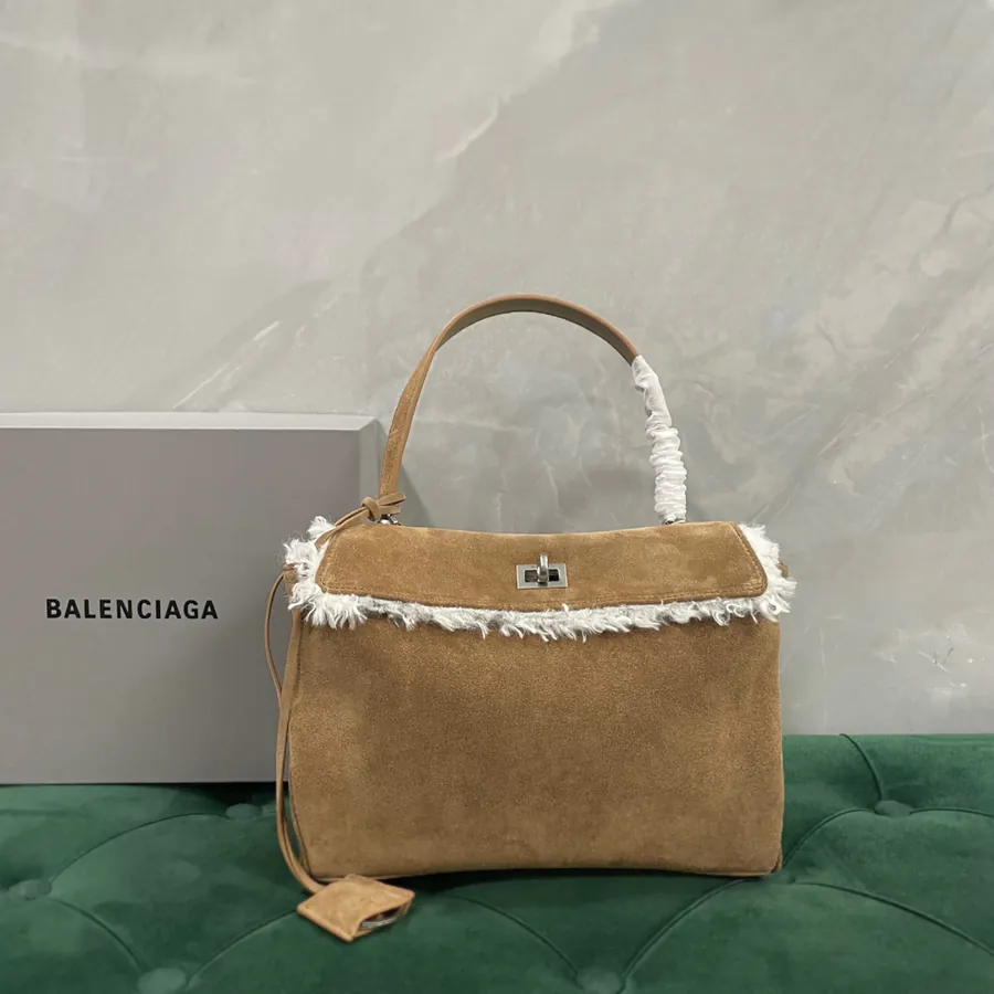 Baleciaga Rodeo Mini Bucket Bag with Grained Calfskin