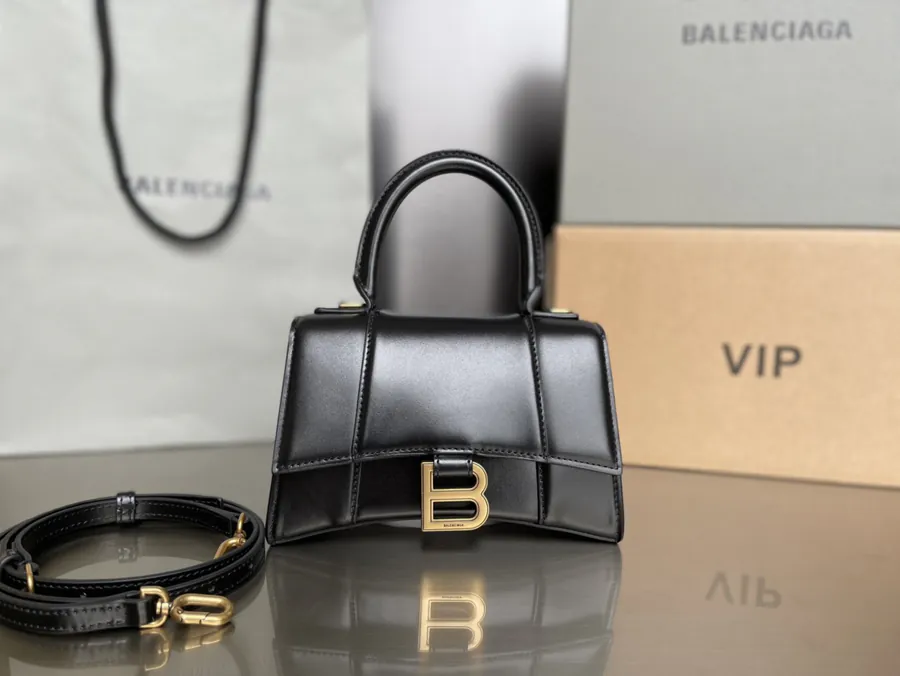 Balestra Hourglass Sandbag in Black with Gold Hardware