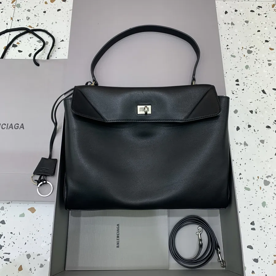 Baleenciaga Rodéo Bag Medium Black Silver Buckle