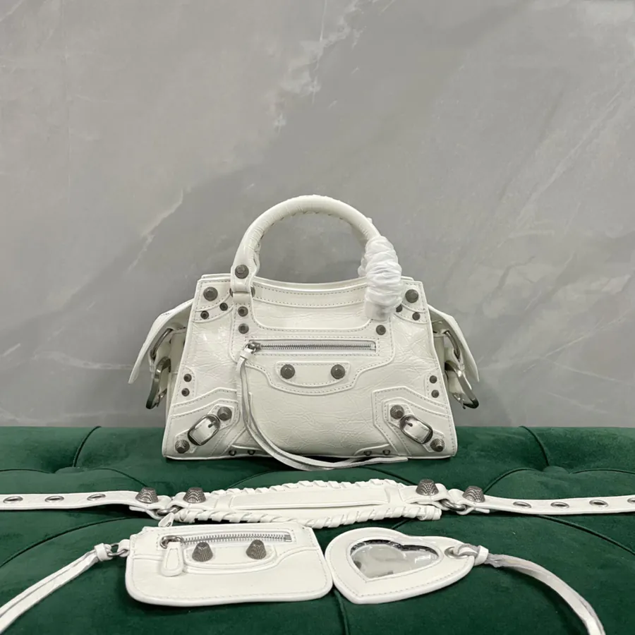 Balencia Neo Cagole Mini Motorcycle Bag with Silver Hardware