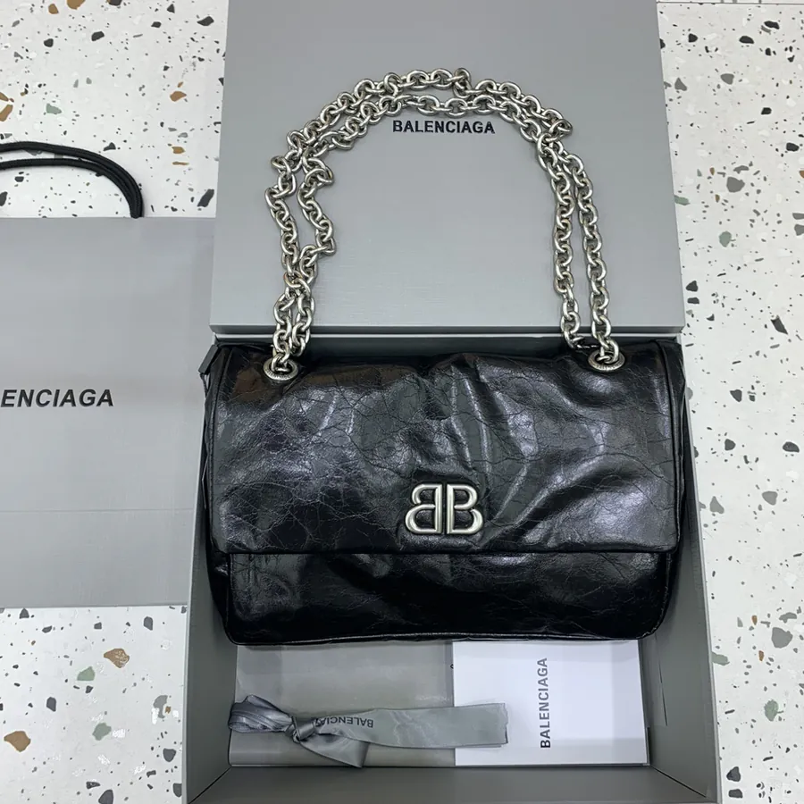 Baleciag Le Monaco Small Oil Wax Black Silver Bucket Bag