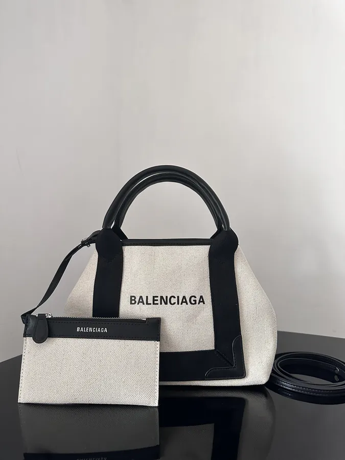 Baleençia* Navy Cabas Tote Bag with Adjustable Strap