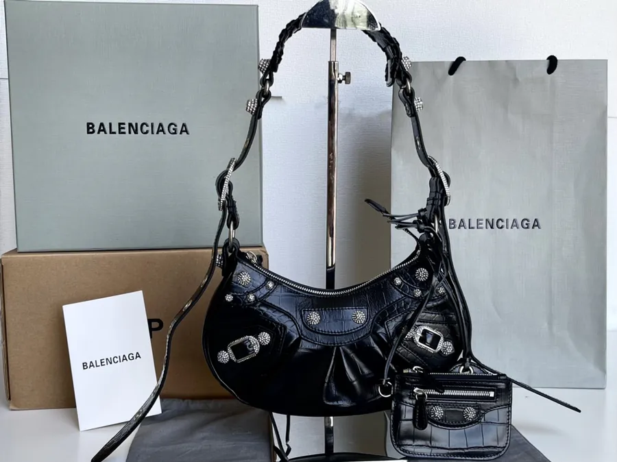 Le Cagole Half Moon Bag with Silver and White Options