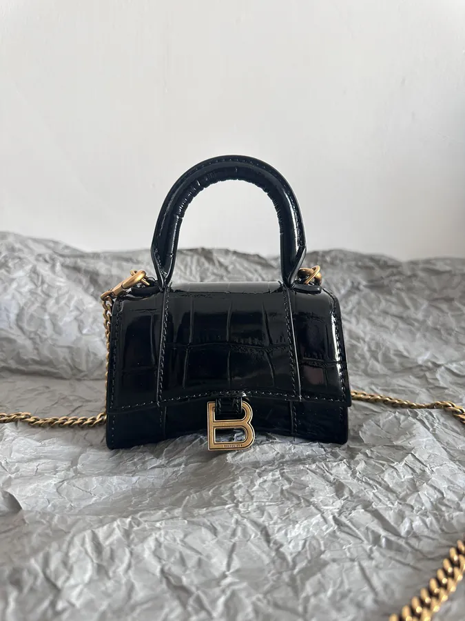 Baleenchiag* Sandglass Bag | Crocodile Embossed Mini Wallet