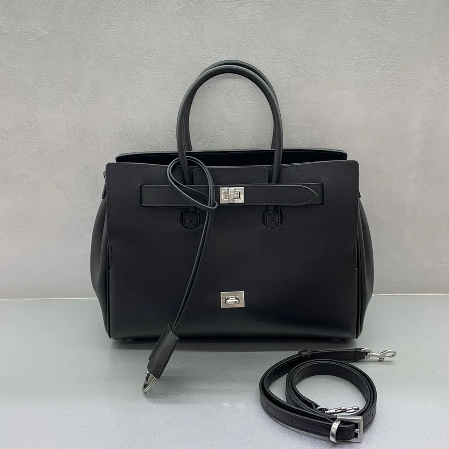 Balenciaga Bel Air Mini Black Silver Buckle Handbag