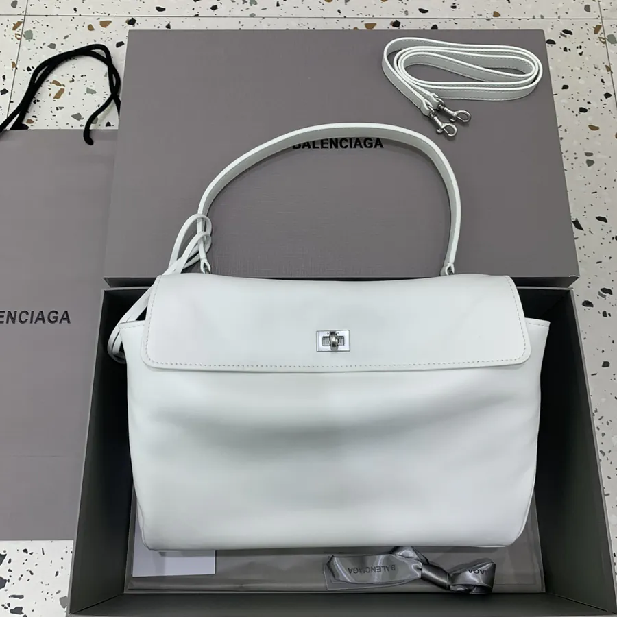 Baleenica Rodeo Bag Medium White Silver Buckle