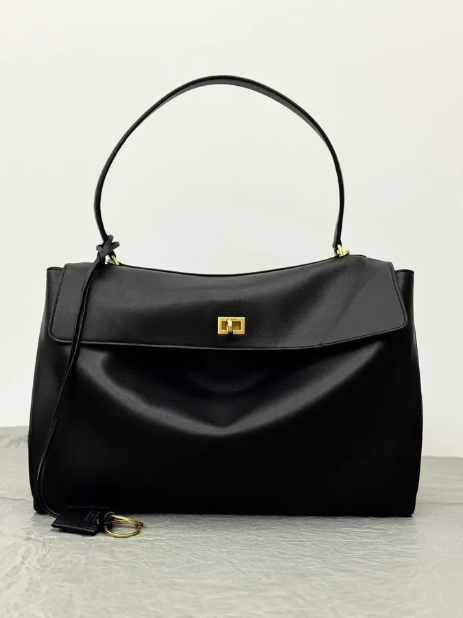 Baleenciaga Rodeo Large Black Gold Bucket Bag
