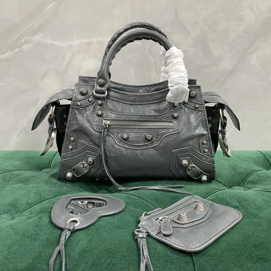 Balencia Neo Cagole Mini Motorcycle Bag with Silver Hardware