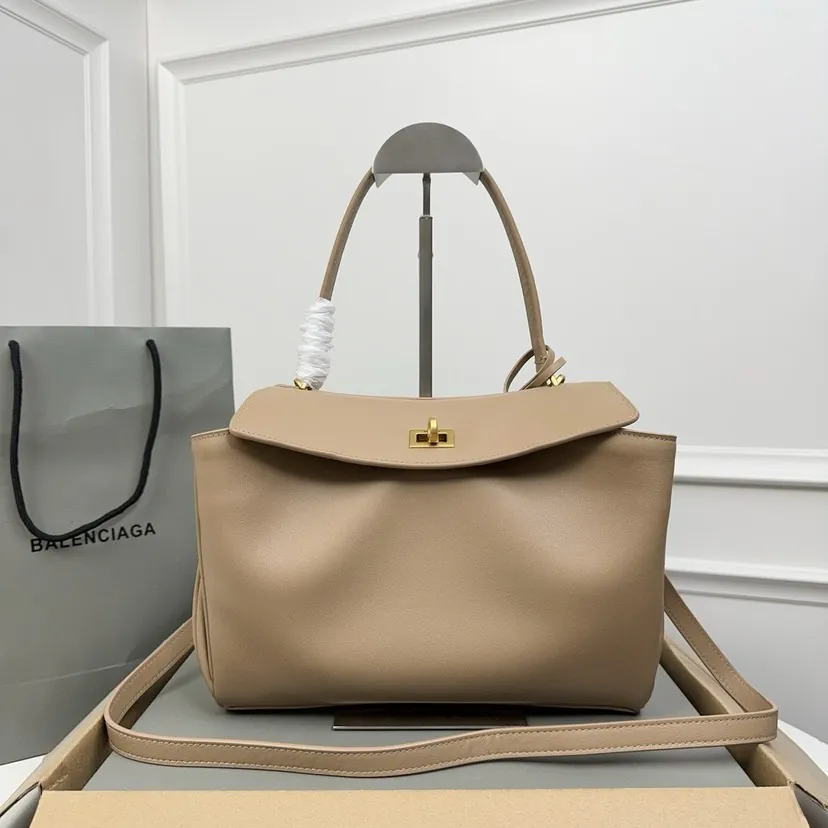 Baleancia Bag Petite Size, Coffee Brown with Gold Buckle