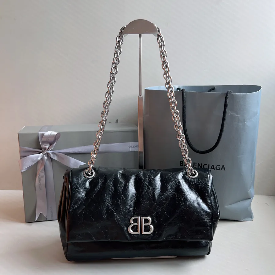 Balencia Monaco Small Size Black Silver Buckle