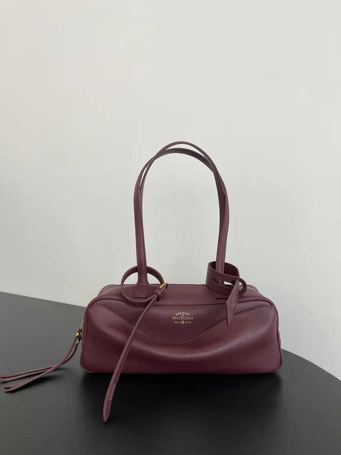 Balenciaga Carrie Mini Bucket Bag in Burgundy Red