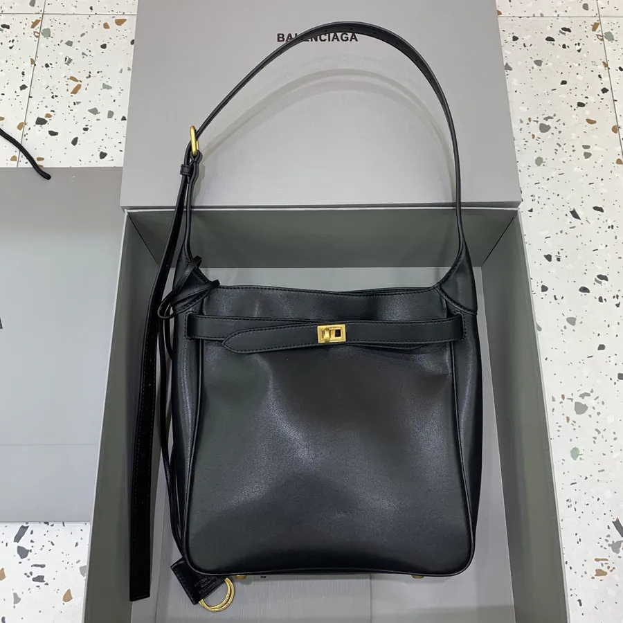 Baleenciag Bel Air Hobo Small Black Gold Zip