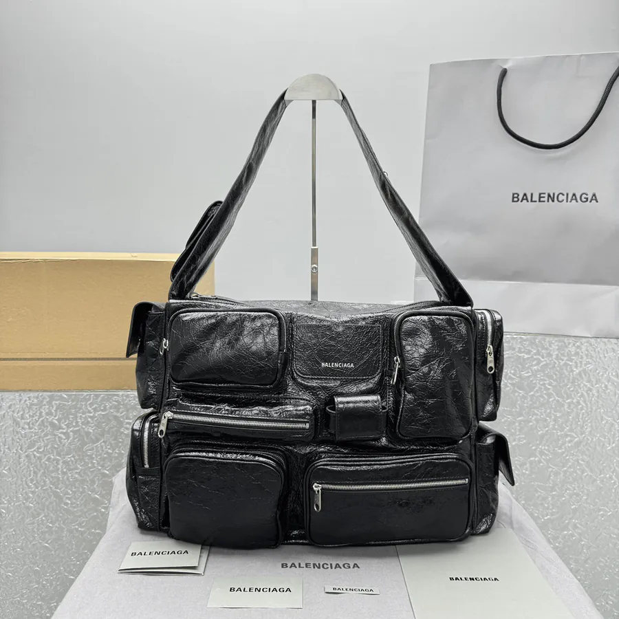 BaleNCIAG Superbusy Large Black Shoulder Bag