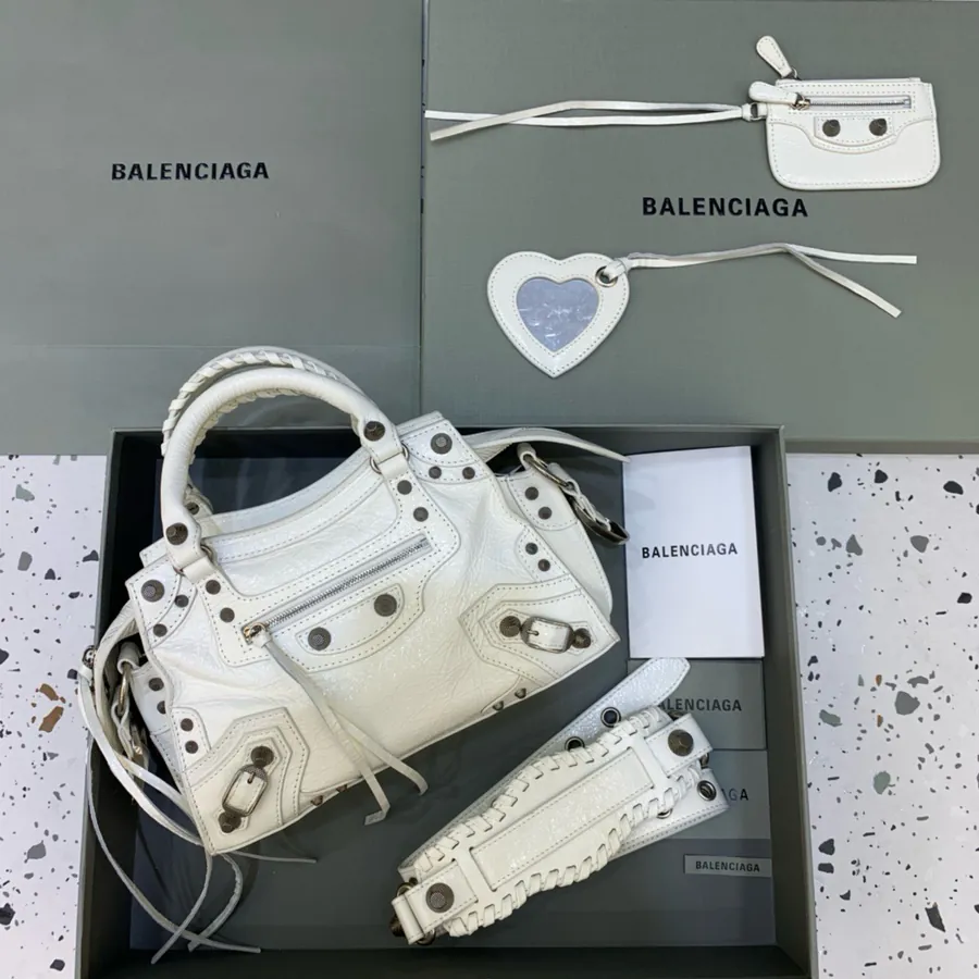 Balenciaga Paris New Neo Cagole Motorcycle Bag with Silver Buckle