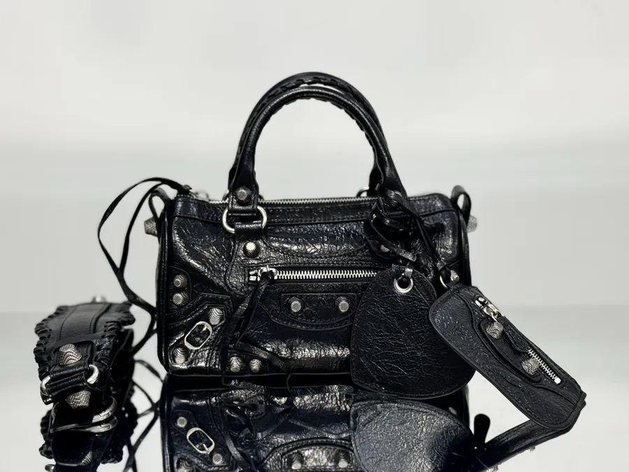 Balenciaga Le Cagole Mini Duffle Bag Black Fine Grain Sheepskin