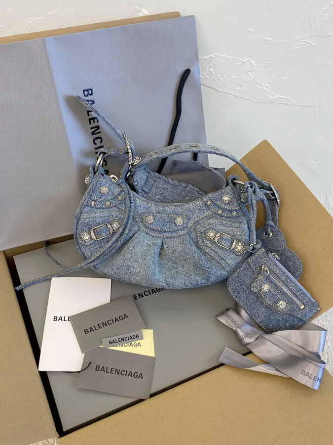 Le Cagole Half Moon Bag with Zirconia Accents