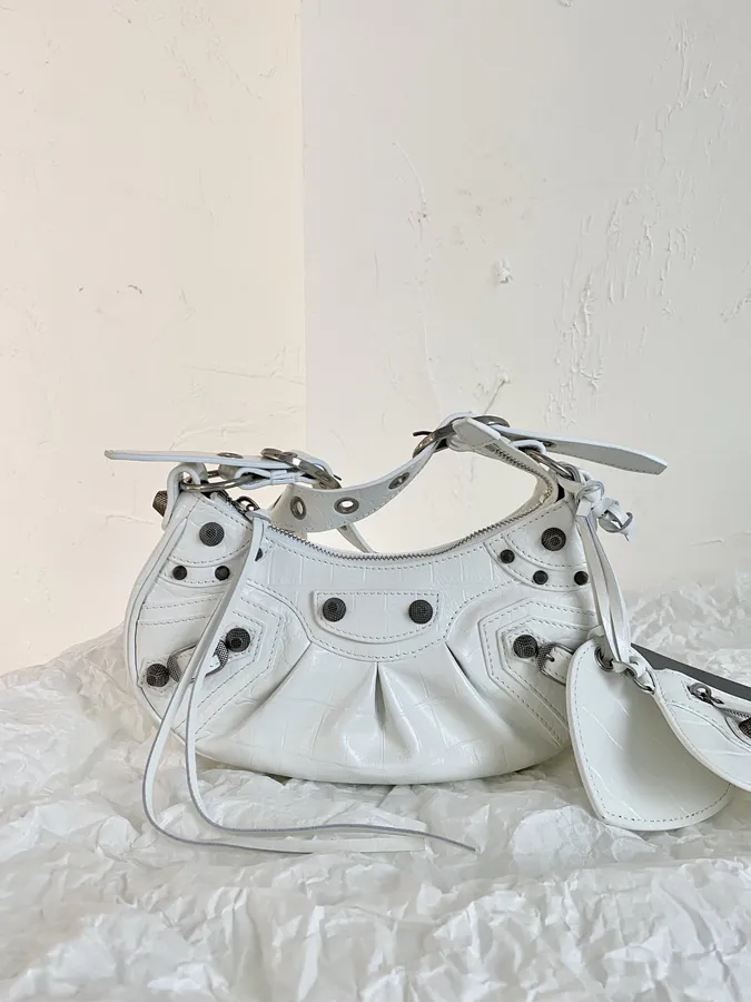 Le Cagole Half Moon Motorcycle Bag with Grained Calfskin