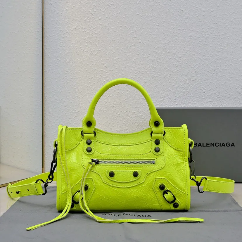2025 Baga Classic Series Motorcycle Bag Fluorescent Green with Black Nails