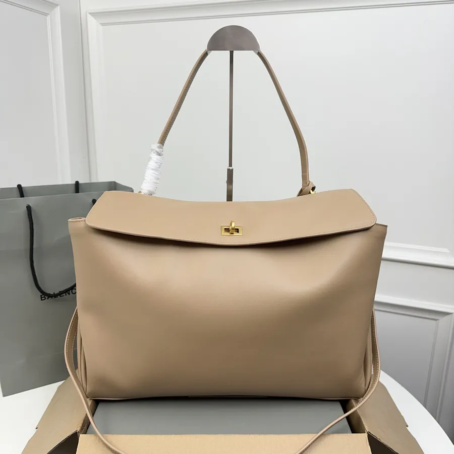 Baleeniciağa Rodéo Bag Large, Mocha Brown Gold Clasp