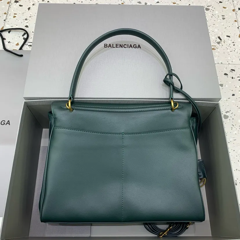 BaleNCiaga Rodeo Bag Medium Size,孔雀绿, Gold Zip