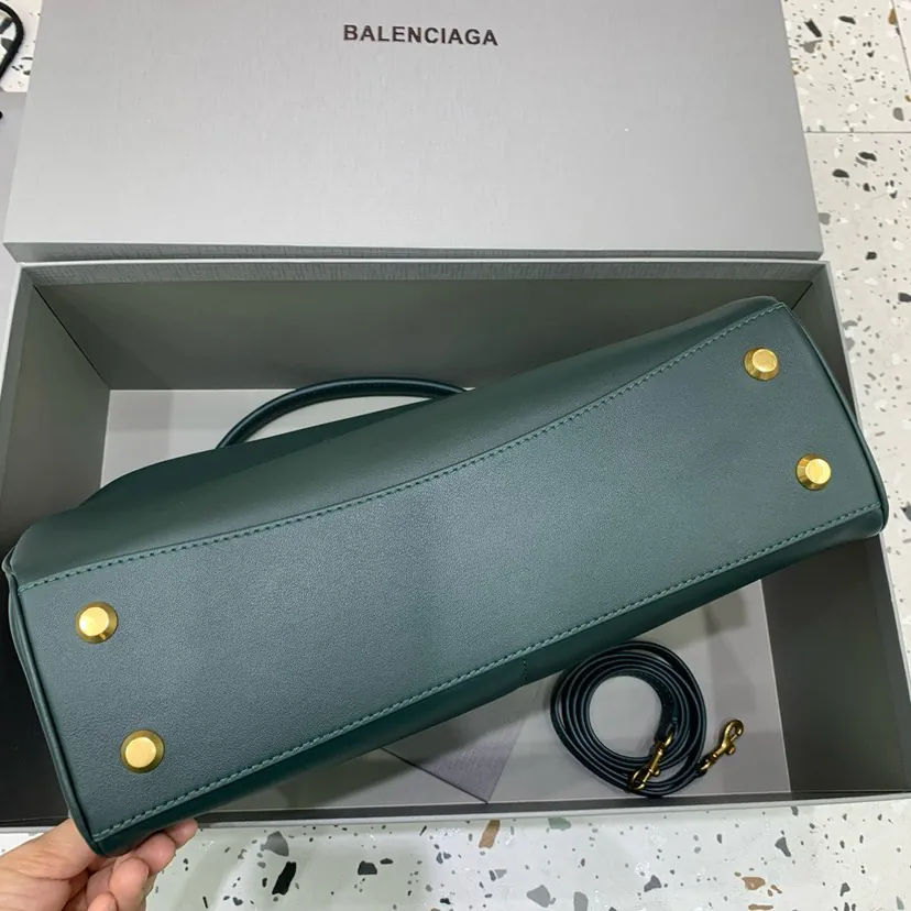 BaleNCiaga Rodeo Bag Medium Size,孔雀绿, Gold Zip