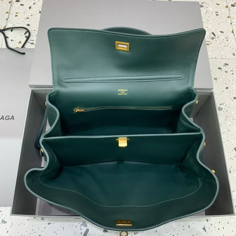 BaleNCiaga Rodeo Bag Medium Size,孔雀绿, Gold Zip