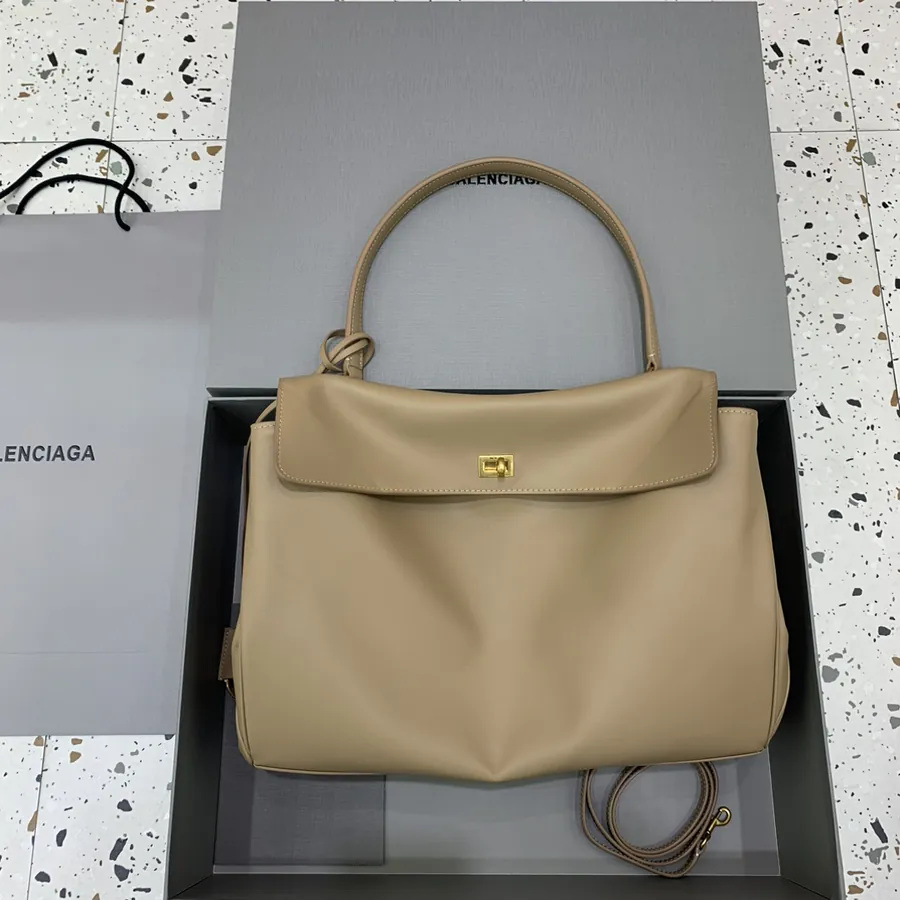 BaleNCIAG Rodéo Bag Large, Apricot, Gold Zip