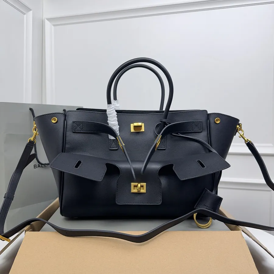 Small Black Gold Clasp Bel Air Handbag
