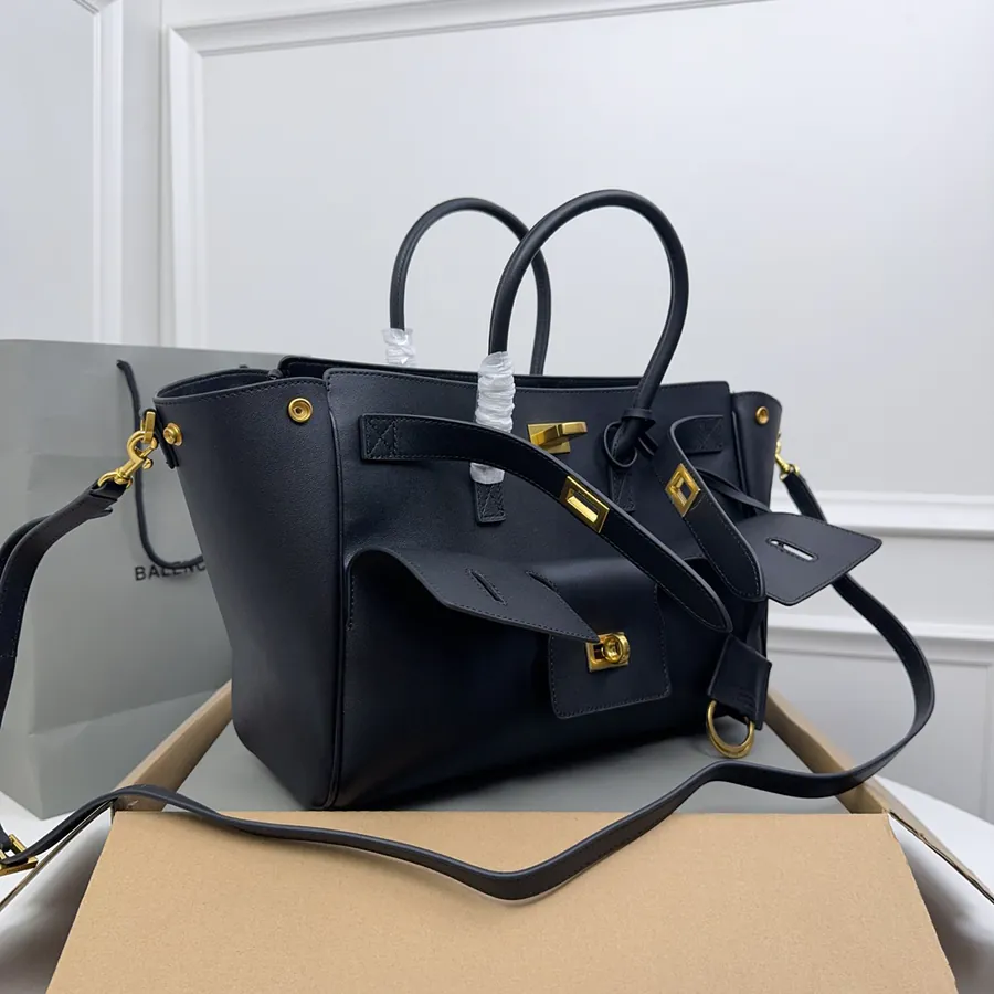 Small Black Gold Clasp Bel Air Handbag
