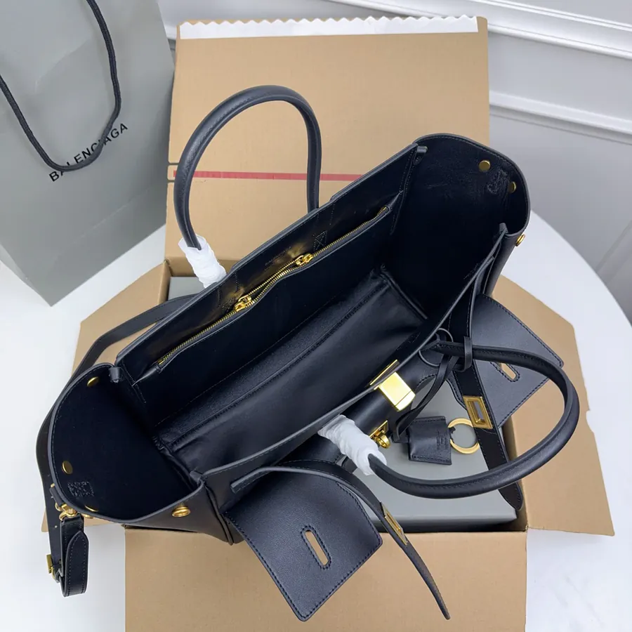 Small Black Gold Clasp Bel Air Handbag