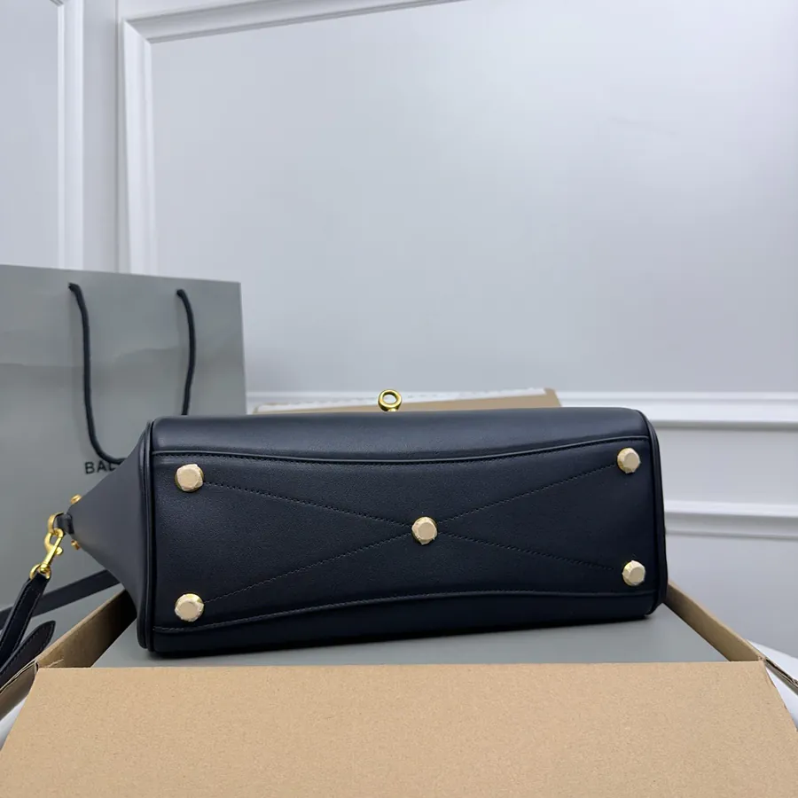 Small Black Gold Clasp Bel Air Handbag