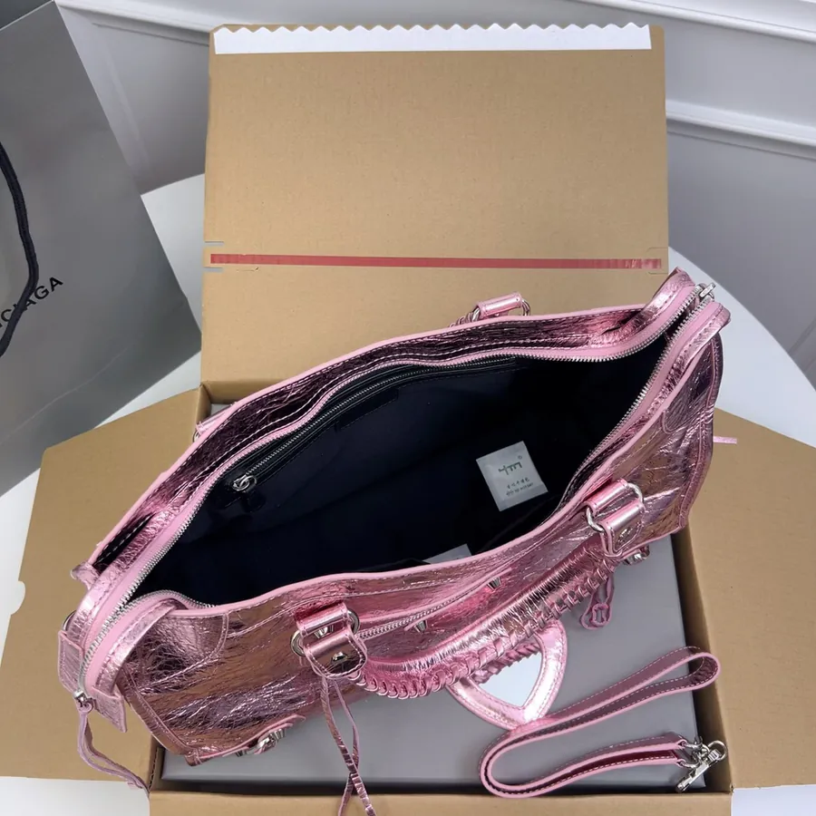 Balenciaga Motorcycle Silver Pink Bucket Bag