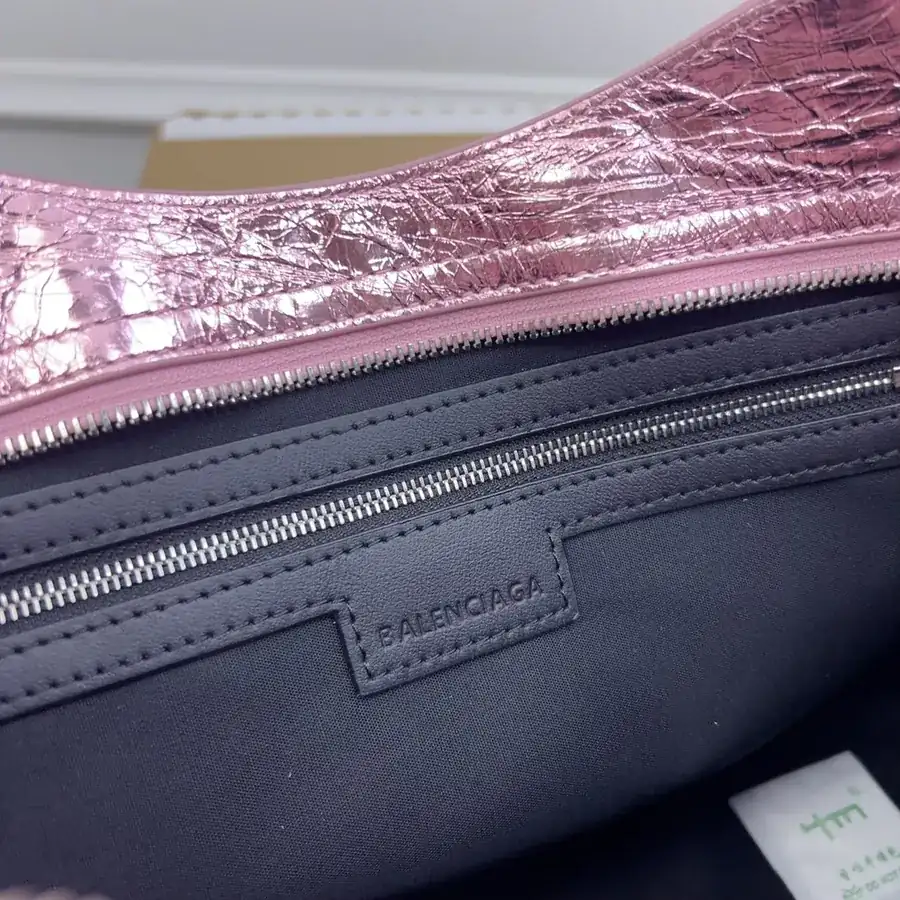 Balenciaga Motorcycle Silver Pink Bucket Bag