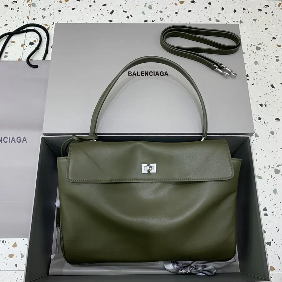 BaleNCIAG Rodéo Bag Medium Green Silver Buckle