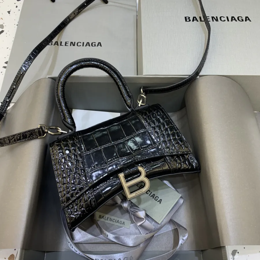 Balenciaga Mini Sandglass Bag with Silver Buckle