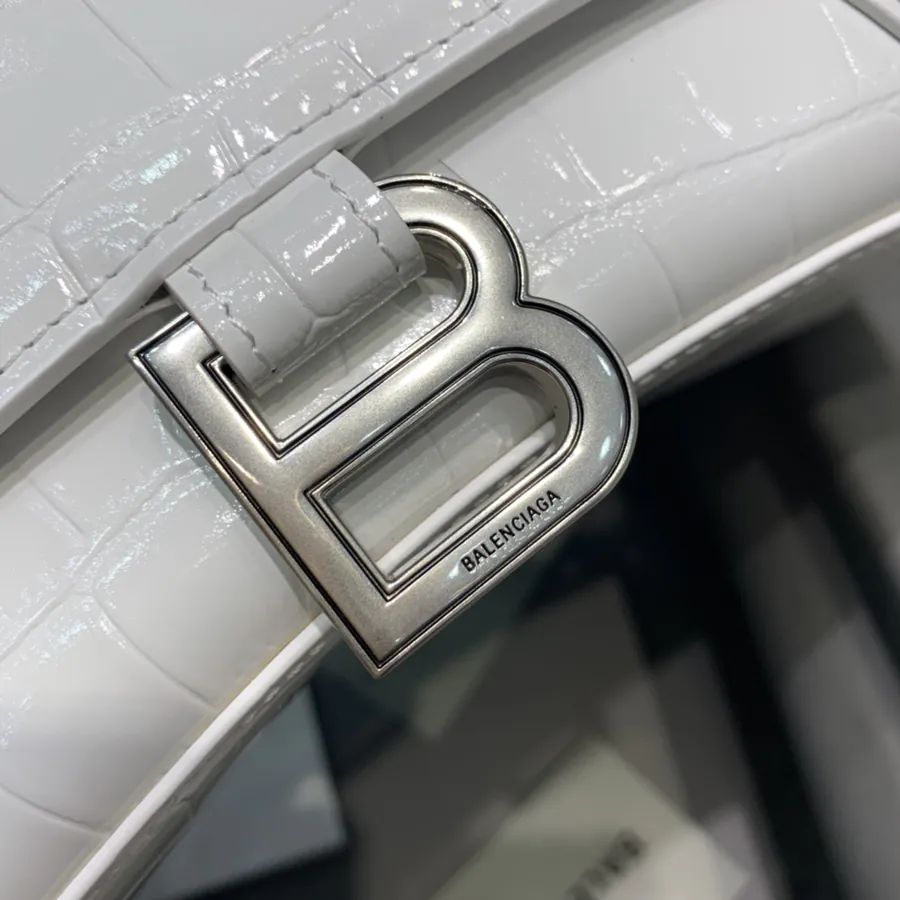 Balenciaga Sand漏 Bag Mini Size, White Crocodile