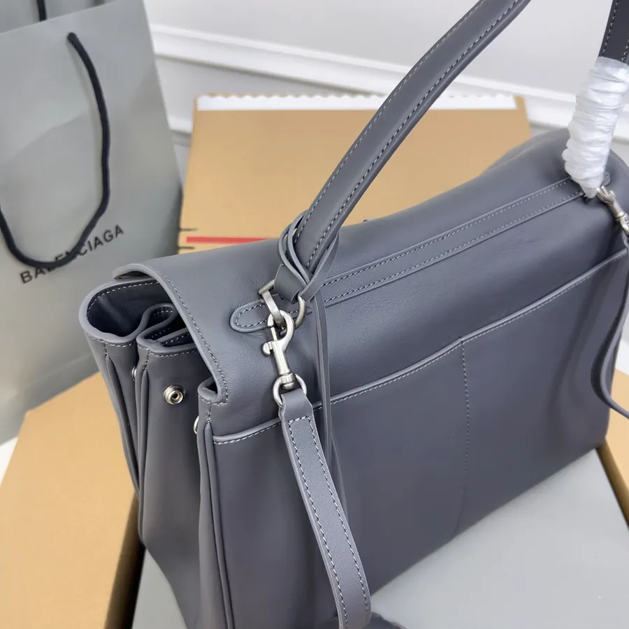 Baleenciaga Rodéo Bag Medium Gray Silver Buckle
