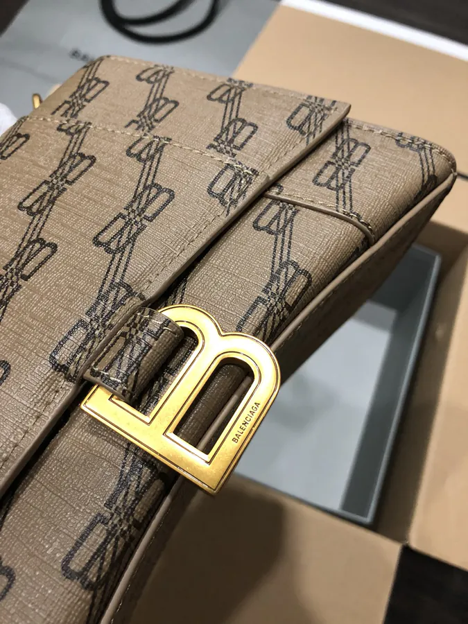 Balenciaga Hourglass Sandbag in Brown Gold Clasp