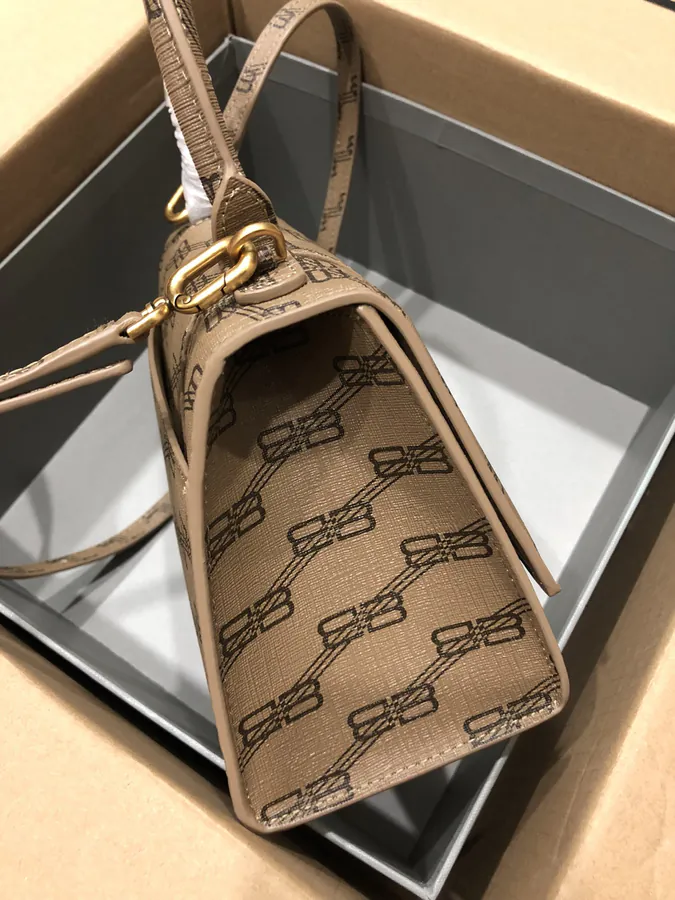 Balenciaga Hourglass Sandbag in Brown Gold Clasp