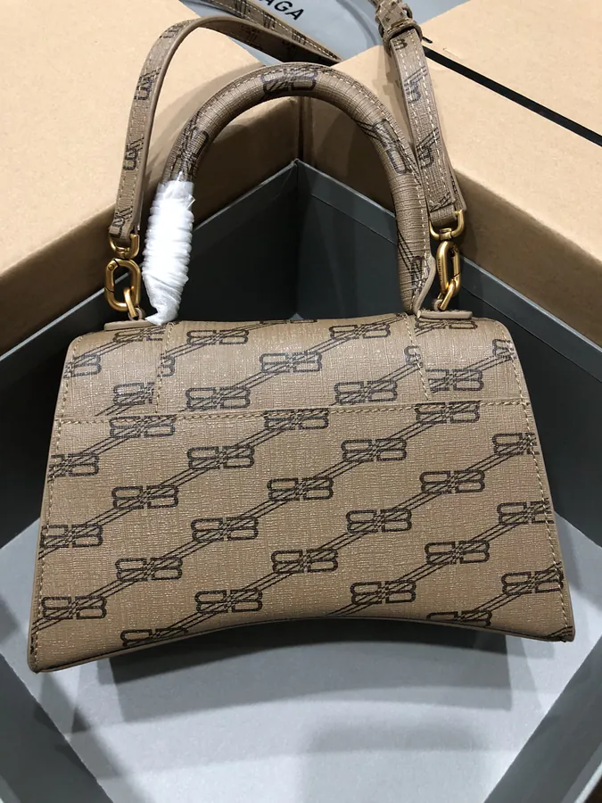 Balenciaga Hourglass Sandbag in Brown Gold Clasp