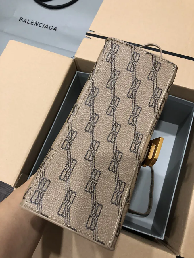 Balenciaga Hourglass Sandbag in Brown Gold Clasp