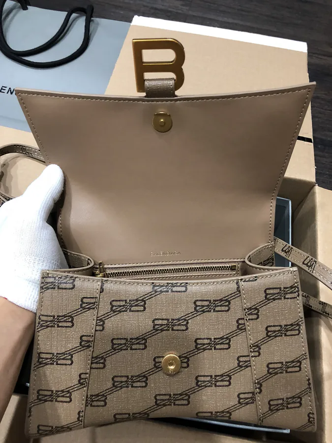 Balenciaga Hourglass Sandbag in Brown Gold Clasp