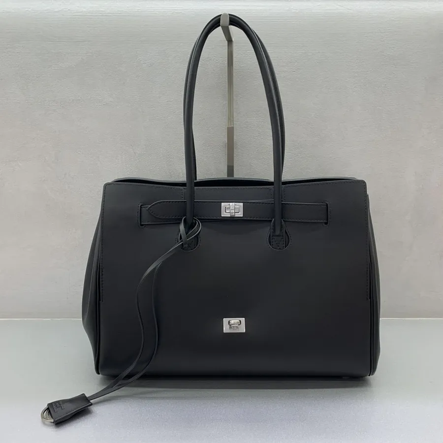 Balenciaga Bel Air Midsize Black Silver Buckle Handbag