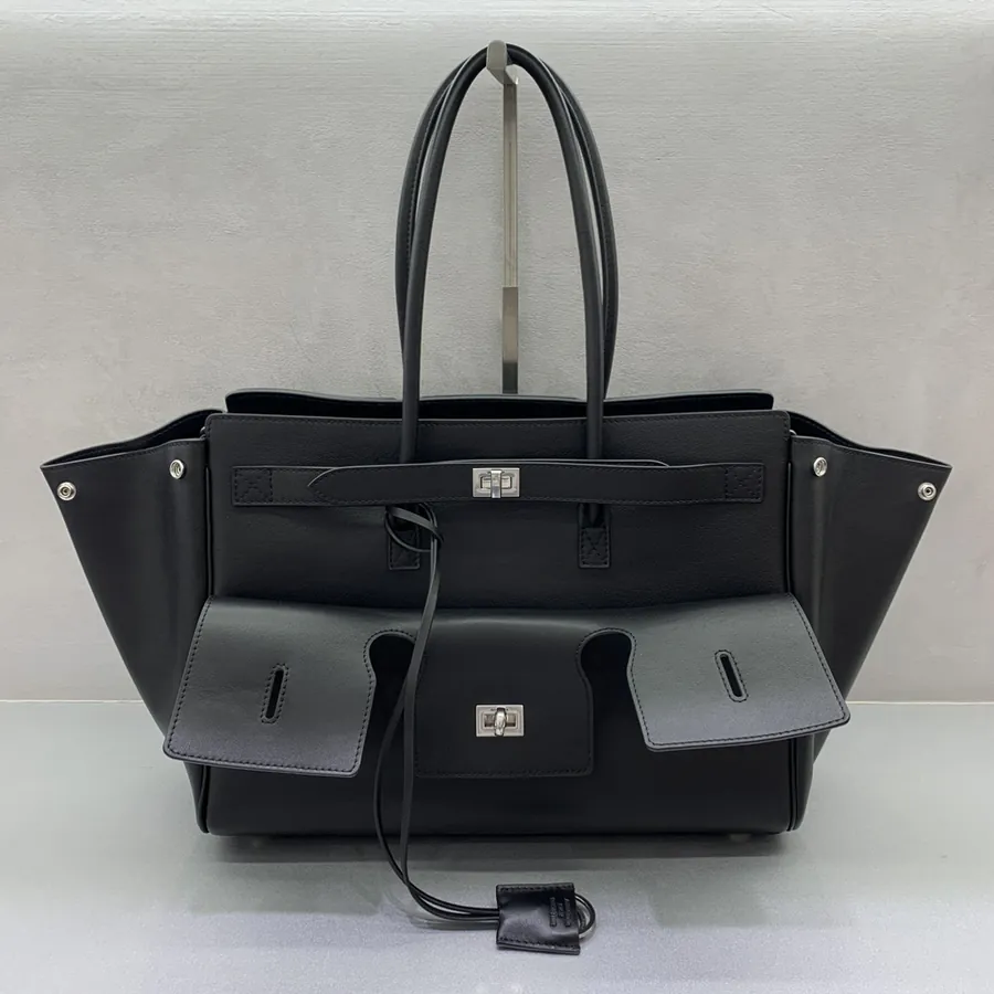 Balenciaga Bel Air Midsize Black Silver Buckle Handbag