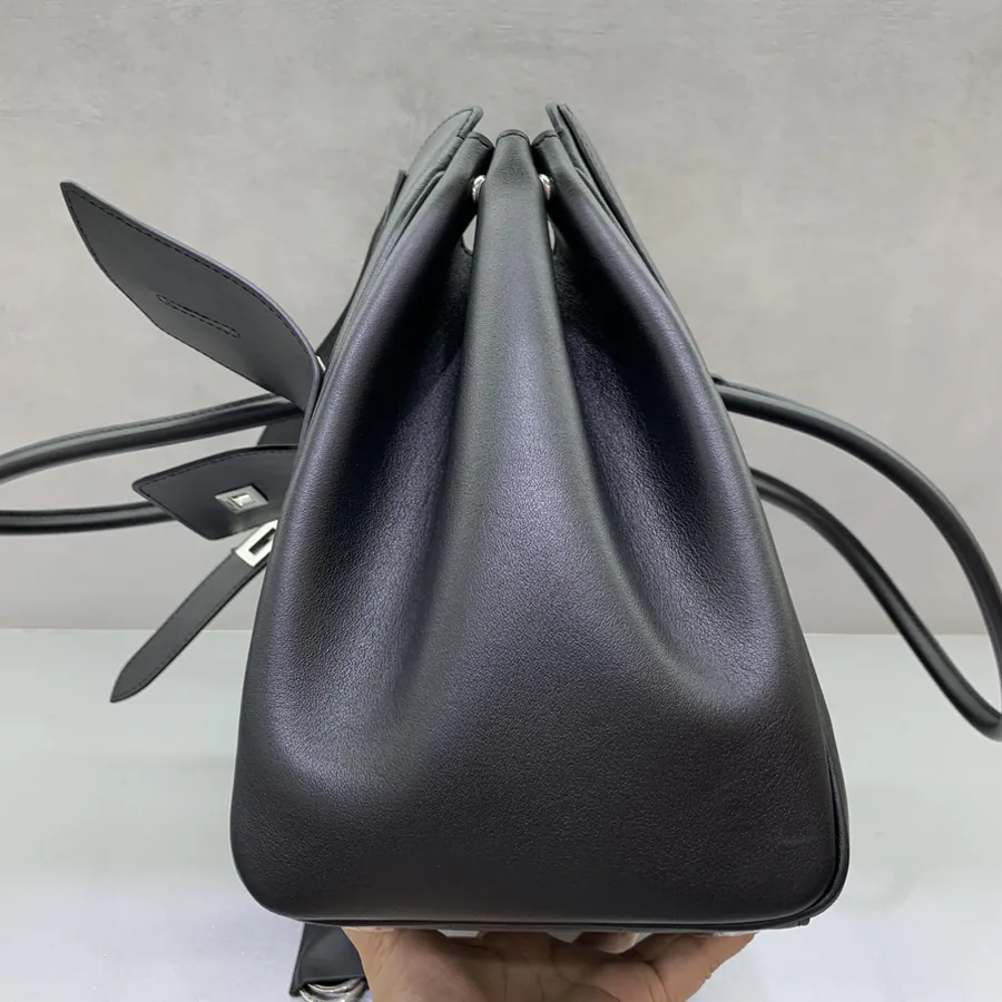 Balenciaga Bel Air Midsize Black Silver Buckle Handbag