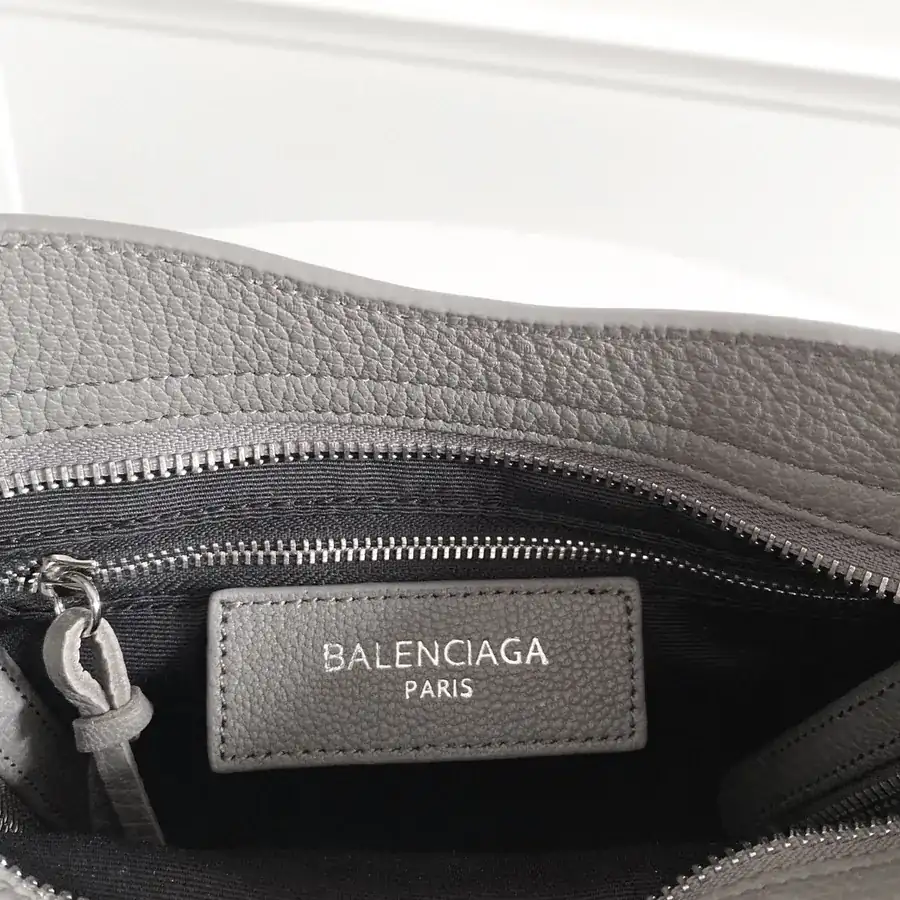 Balenciaga Motorcycle Bag in Silver Gray Grained Goat Leather